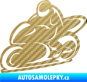 Samolepka Motorkář 011 levá 3D karbon zlatý