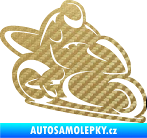 Samolepka Motorkář 011 pravá 3D karbon zlatý