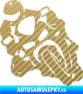Samolepka Motorkář 013 levá 3D karbon zlatý