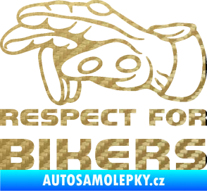 Samolepka Motorkář 014 levá respect for bikers 3D karbon zlatý