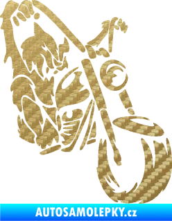 Samolepka Motorkář 015 pravá harley 3D karbon zlatý