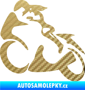 Samolepka Motorkářka 001 levá 3D karbon zlatý