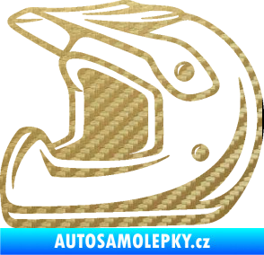Samolepka Motorkářská helma 002 levá 3D karbon zlatý