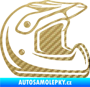 Samolepka Motorkářská helma 002 pravá 3D karbon zlatý