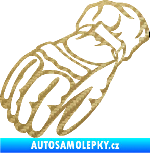 Samolepka Motorkářské rukavice 003 levá 3D karbon zlatý