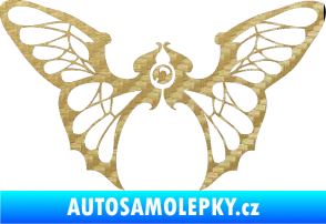 Samolepka Motýl 001 pravá 3D karbon zlatý