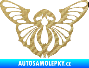 Samolepka Motýl 002 levá 3D karbon zlatý