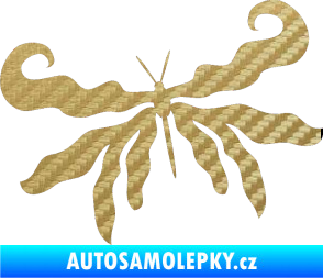 Samolepka Motýl 004 levá 3D karbon zlatý