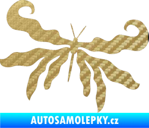 Samolepka Motýl 004 pravá 3D karbon zlatý