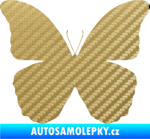Samolepka Motýl 006 3D karbon zlatý