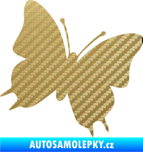 Samolepka Motýl 007 pravá 3D karbon zlatý