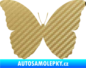 Samolepka Motýl 008 3D karbon zlatý