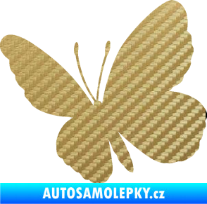 Samolepka Motýl 009 levá 3D karbon zlatý