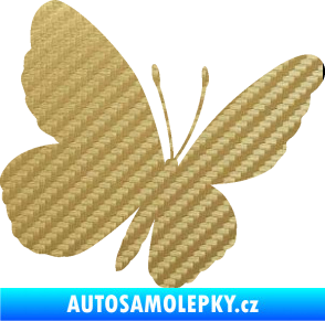 Samolepka Motýl 009 pravá 3D karbon zlatý