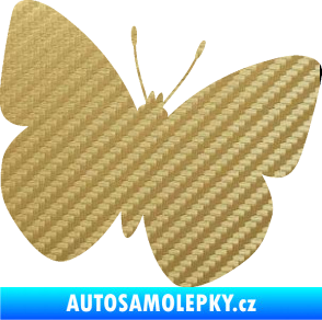 Samolepka Motýl 011 pravá 3D karbon zlatý