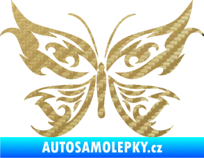 Samolepka Motýl 012 3D karbon zlatý