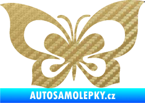 Samolepka Motýl 013 3D karbon zlatý