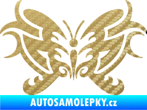 Samolepka Motýl 015 3D karbon zlatý