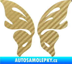 Samolepka Motýl 018 3D karbon zlatý