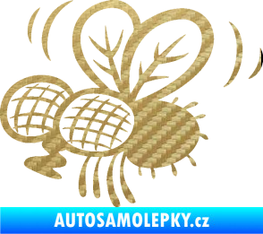 Samolepka Moucha 002 levá 3D karbon zlatý
