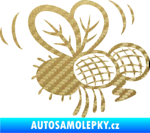 Samolepka Moucha 002 pravá 3D karbon zlatý