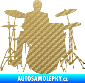 Samolepka Music 009 pravá hráč na bicí 3D karbon zlatý