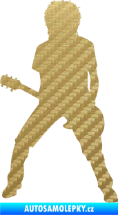 Samolepka Music 010 levá rocker s kytarou 3D karbon zlatý