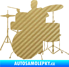 Samolepka Music 011 levá hráč na bicí 3D karbon zlatý
