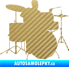 Samolepka Music 011 pravá hráč na bicí 3D karbon zlatý