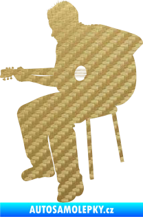 Samolepka Music 012 levá  kytarista 3D karbon zlatý