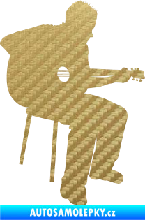 Samolepka Music 012 pravá  kytarista 3D karbon zlatý