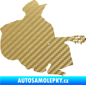 Samolepka Music 014 pravá hráč na kytaru 3D karbon zlatý