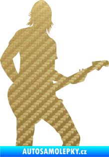 Samolepka Music 019 pravá hráč na kytaru 3D karbon zlatý