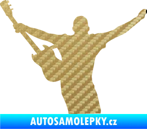 Samolepka Music 024 levá kytarista rocker 3D karbon zlatý