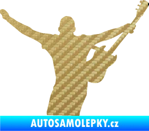 Samolepka Music 024 pravá kytarista rocker 3D karbon zlatý