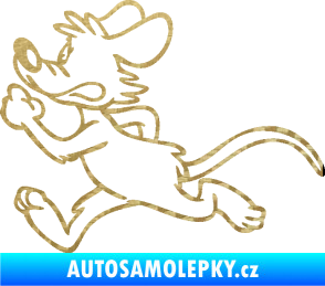 Samolepka Myš 001 levá sprintuje 3D karbon zlatý