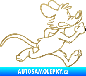 Samolepka Myš 001 pravá sprintuje 3D karbon zlatý