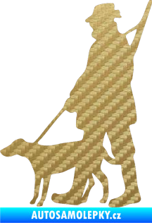 Samolepka Myslivec 002 levá 3D karbon zlatý