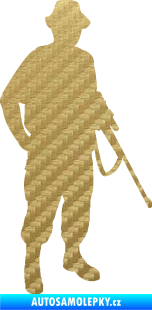 Samolepka Myslivec 004 pravá 3D karbon zlatý