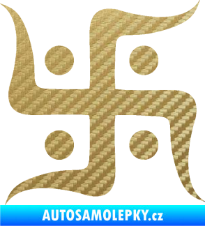 Samolepka Náboženský symbol Džinismus Svastika  3D karbon zlatý