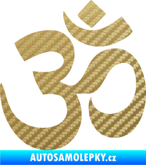Samolepka Náboženský symbol Hinduismus Óm 001 3D karbon zlatý