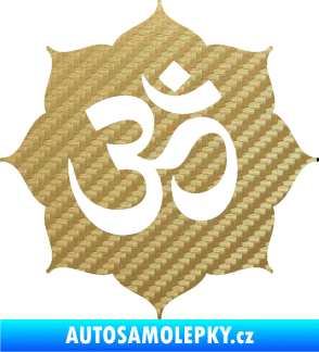 Samolepka Náboženský symbol Hinduismus Óm 002 3D karbon zlatý