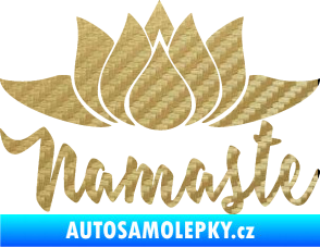 Samolepka Namaste 001 lotosový květ 3D karbon zlatý