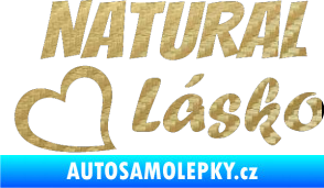 Samolepka Natural Lásko 3D karbon zlatý