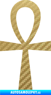 Samolepka Nilský kříž Ankh 3D karbon zlatý