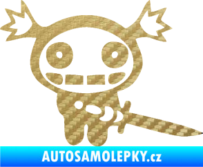 Samolepka Ninja zombie girl pravá 3D karbon zlatý