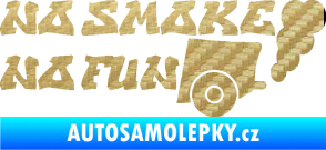 Samolepka No smoke no fun 002 nápis s výfukem 3D karbon zlatý