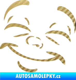 Samolepka Obličej 004 levá šťastný 3D karbon zlatý