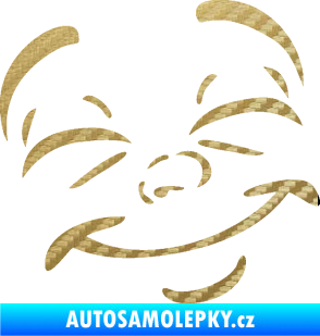 Samolepka Obličej 004 pravá šťastný 3D karbon zlatý