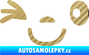 Samolepka Obličej 008 levá mrkající 3D karbon zlatý